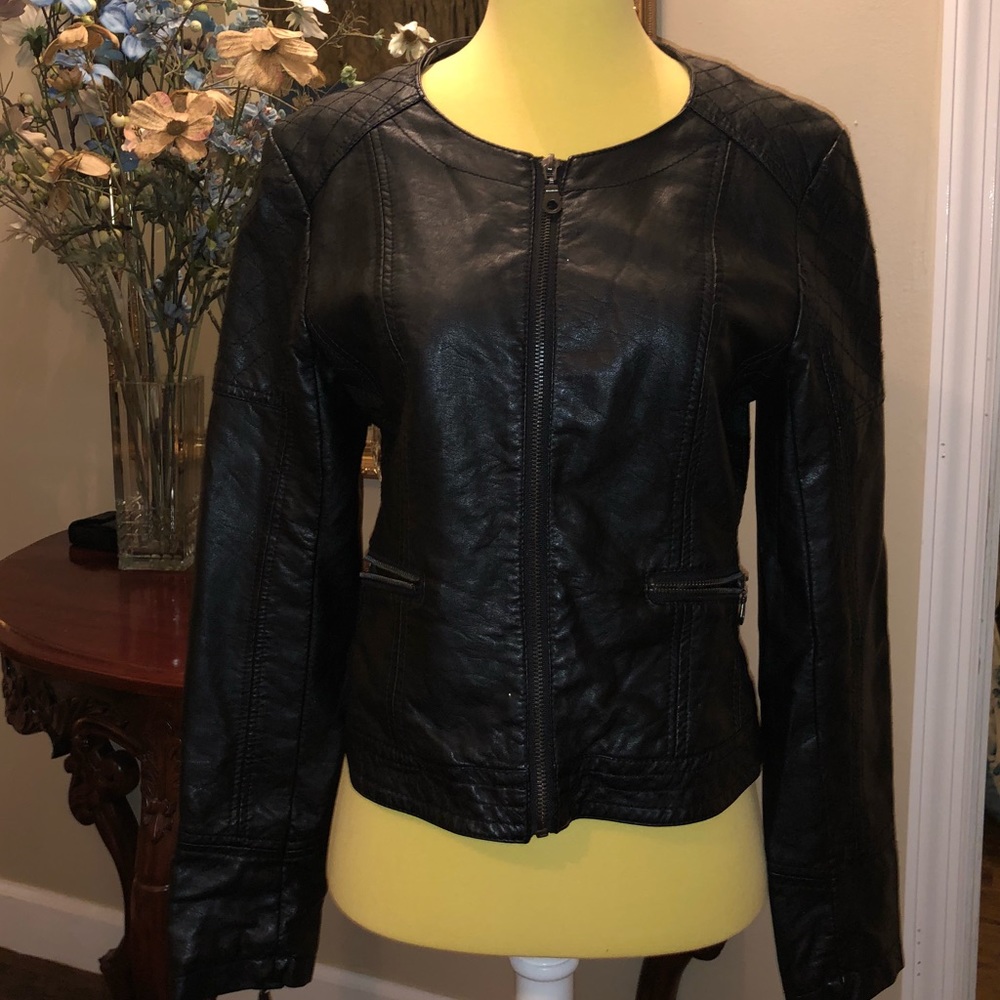 Faux leather biker jacket